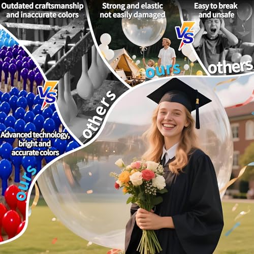 Image of Clear Balloons 9pcs 36 Inch Extra Large Big Jumbo Giant Transparent Bubble Latex Helium Balloons for Graduation Wedding Baby Shower Gender Reveal Birthday Party Decorations