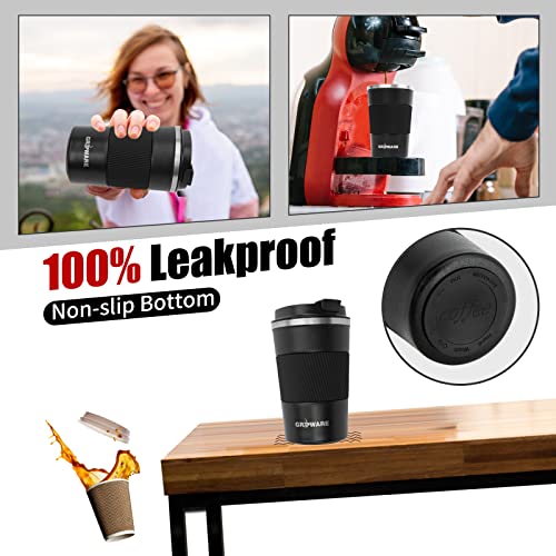 Travel Coffee Mug, 13Oz Vacuum Stainless Steel Insulated Coffee Mug With Leakproof Lid, Coffee To Go Double Walled Travel Tumbler For Outdoor, Home, Office Ideal For Ice Drinks, Hot Beverage (Black) #TOP3