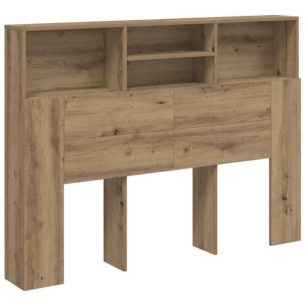 Tête de Lit avec Rangement 140x19x103,5 cm, Armoire de Lit 4 Compartiments en Bois d'Ingénierie, Bibliothèque de Chambre au Style Contemporain, Chêne Artisanal