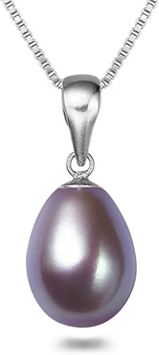 Orien Jewelry Drop-shape Lavender Freshwater Cultured Pearl Pendant Necklaces for Women 16-18 Inch AAA Silver Necklace Pendants