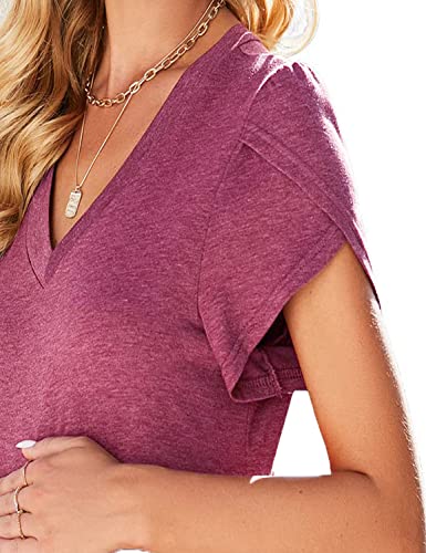 Czzzyl Womens T Shirts Casual Blouse Tulip Short Sleeve Maternity Clothes Nursing Tops For Breastfeeding Tee Shirts(Purple,Medium) #TOP3