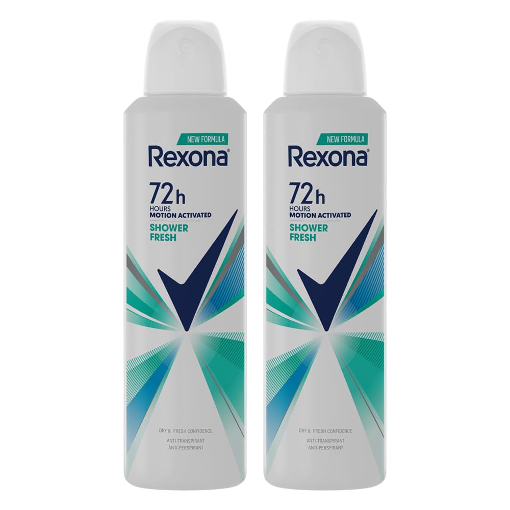 Rexona Shower Fresh Anti-Perspirant Deodorant | 72H MotionSense Technology | For Women | 200 ML (Pack of 2)