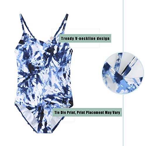 Girls One Piece Swimsuits Hawaiian Floral Bathing Suit for Kids Adjustable Straps Swimwear 3-16 Years3