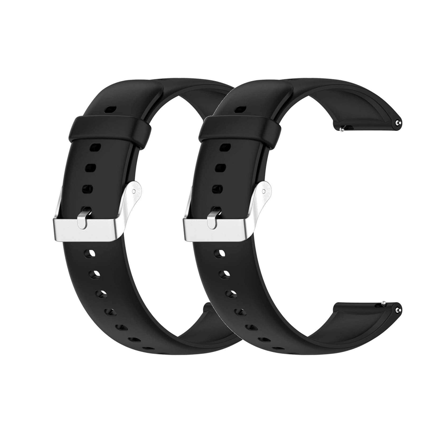 2 Pack Strap for Withings ScanWatch Light 37mm Straps for Women Men, Silicone Sport Classic Soft Replacement Straps Compatible with Withings ScanWatch Light 37mm (Black+Black)