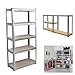5 Niveaux Étagère de Rangement Autonome, Étagère Charge Lourde Metallique de Rangement Planches réglables, Acier galvanisé et MDF, pour Garage, Cave, 170 x 75 x 30cm, Capacité Totale: 875 kg