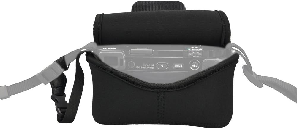JJC Mirrorless Camera Case Ultra-Light Pouch Bag for Sony ZV-E10 A6400 A6500 A6300 A6000 A5100 A5000 Panasonic DMC-LX100 with a Lens up to 4.7x2.9x3.4(Black) - Image 3