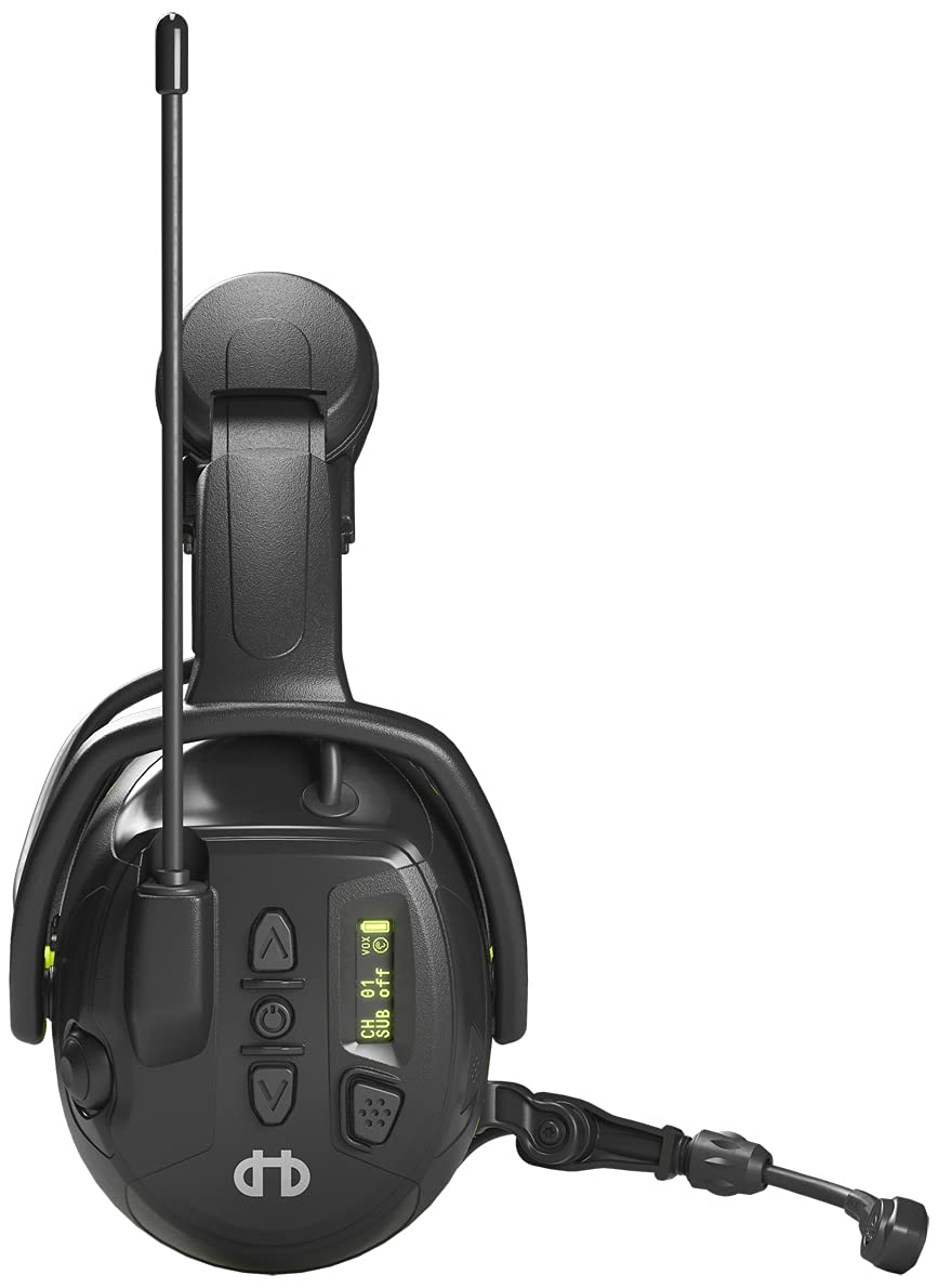 Hellberg Local 446 Aktiver Helm-Kapsel-Gehörschutz mit Funk - Elektronischer Gehörschützer mit Funk-Antenne - EN 352