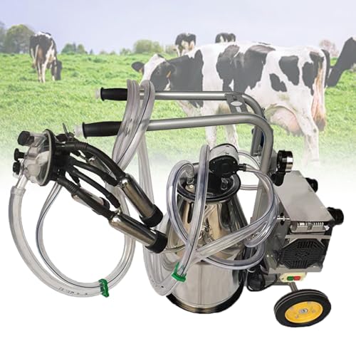 Electric Milking Machine, Automatic Pulsation Vacuum Milker, Portable Milking Machine, with 25L Stainless Steel Bucket and Silicone Cups, for Sheep, Goat, Cow (220V)