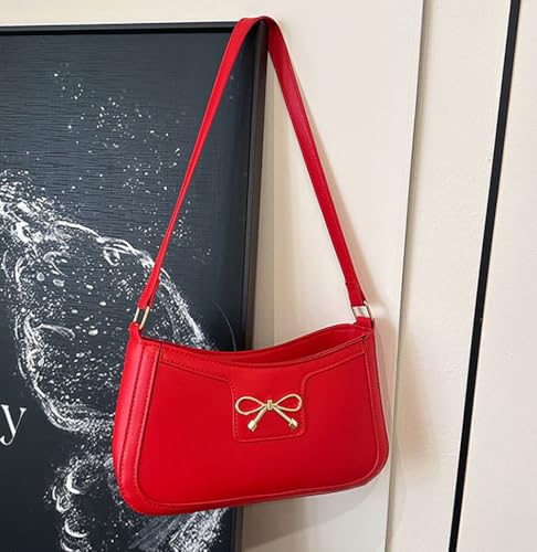 Image of AIPJOY Small Shoulder Bag For Women,Bow Shoulder Handbags Trendy Y2k PU Leather Purses
