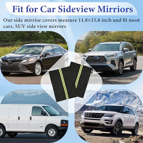 Image of 2 Pcs Side Mirror Covers for Cars with Reflective Strip