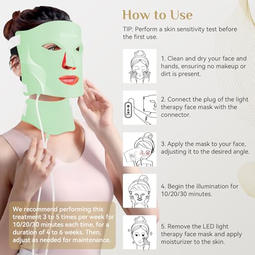 Image of Red Light Therapy for Face Mask,led Red & INR light Treatment Wrinkles Acne | Skin Care Mask & Neck,Red /Blue /Infrared light Therapy Wavelength for Home Use, Working Travel Yoga Sleep, 10 /20 /30 Min Timer