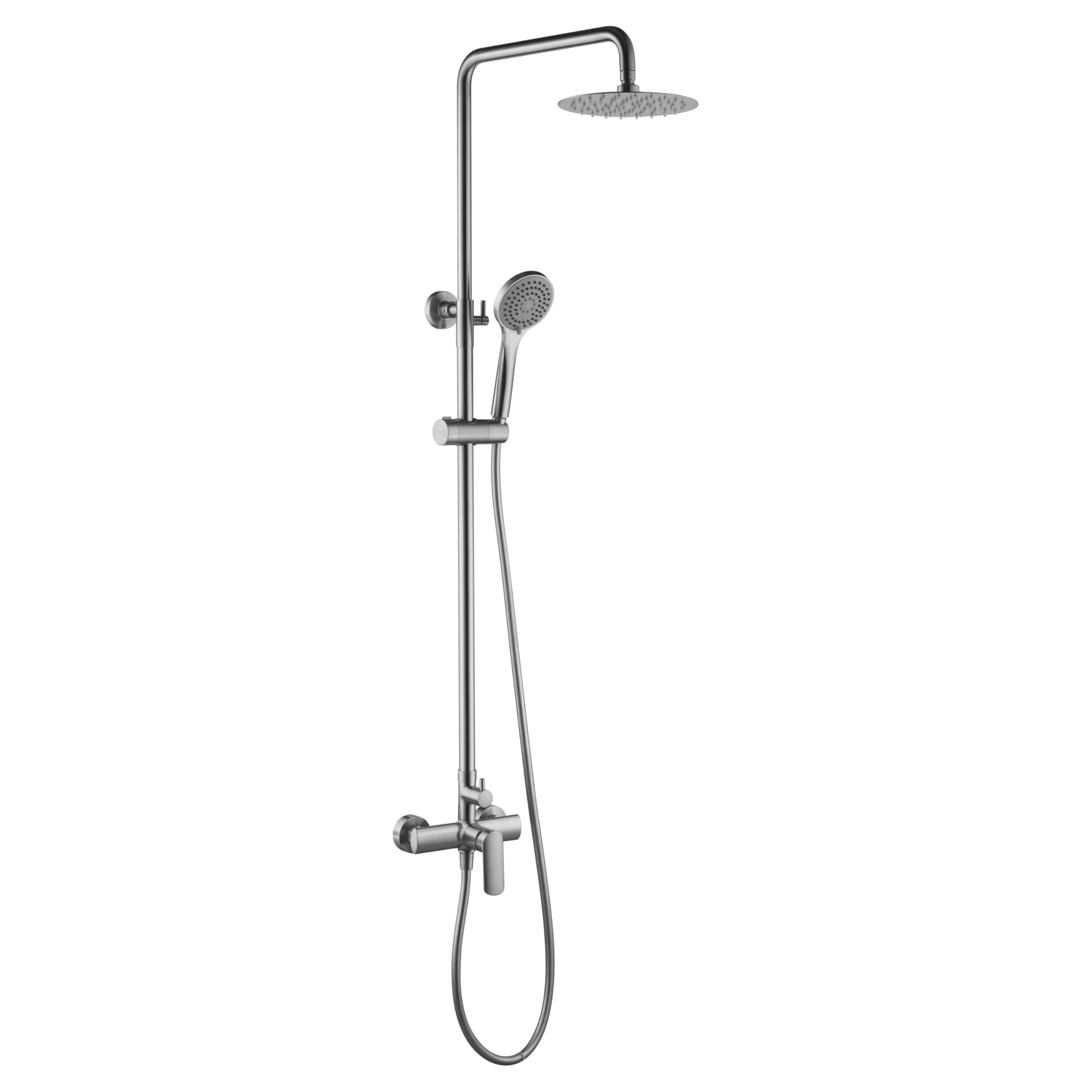 IMEX BDG040/NQ URAL Grifo Monomando Conjunto de Ducha Telescópico Níquel Cepillado