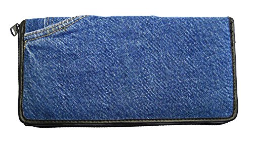 Upcycling Blue Denim Money Zip Around Wallet Wristlet Purse for Women2
