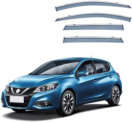 FengXH Window Deflectors for Nissan Pulsar Hatchback 2014-2018 - 4pc Smoke Tint, Waterproof, Noise Reducing.
