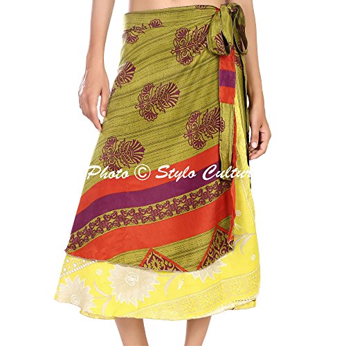Indian Mid Length Wrap Skirts Wholesale Magic Wrap Womens Calf Length 10 Pc Multicoloured2