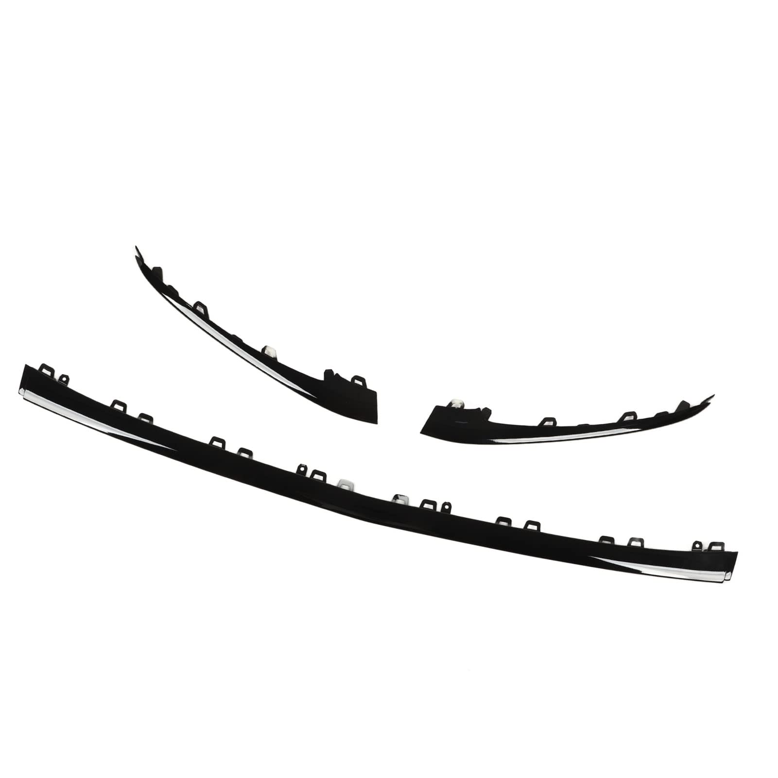 3 szt. Dolne Wykończenie Przedniego Zderzaka w Kolorze Czarnym Błyszczącym dla Klasy S W222 V222 Afit dla MG Line Facelift 2018-2020 Pakiet Nocny ABS + PC do Stylizacji Zewnętrznej Samochodu