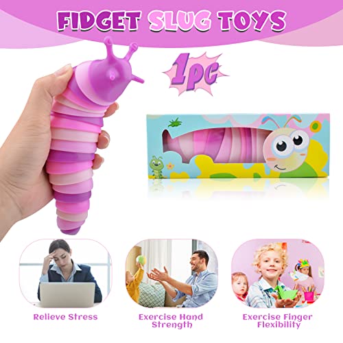 Cevioce Sensory Slug Fidget Toys,Fidget Slug Toys For Adults & Kids Party Favors,1Pc Cute Autism Sensory Toys For Autistic Children,Toddler Toys Age 1+,Travel Toys For 1+ Year Old （Pink） #TOP3