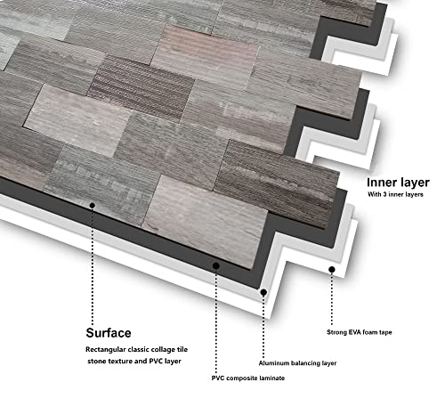 Ymmxge Peel And Stick Backsplash Tile For Home Decor, Self Adhesive Subway Sticker Aluminum 3D Wall Stick On Kitchen,Bathroom,Fireplace,Laundry Table (10, Pvc Wood Texture) #TOP2