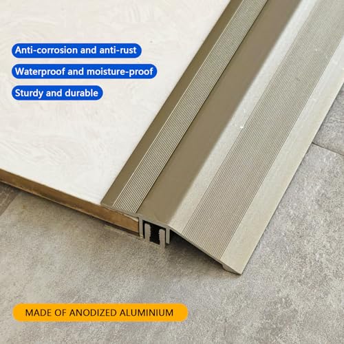 Aluminium Door Bars Carpet Cover,Threshold Transition Strip,900x 55mm,Tiles to Flooring Laminate Carpet,Floor Edging Trim,Doorways Threshold Ramp Reducer,Bridge the Height Between 9-16mm,Champagne - Image 3