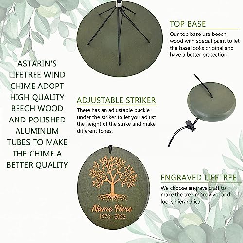Image of ASTARIN Wind Chimes Outdoor for The Loss of Mom Dad, Personalized Customized WindChimes for Loss of Loved One, Memorial Wind Chime as Sympathy Gift, Home Garden Patio Decor, 36'' (Produced in Texas)