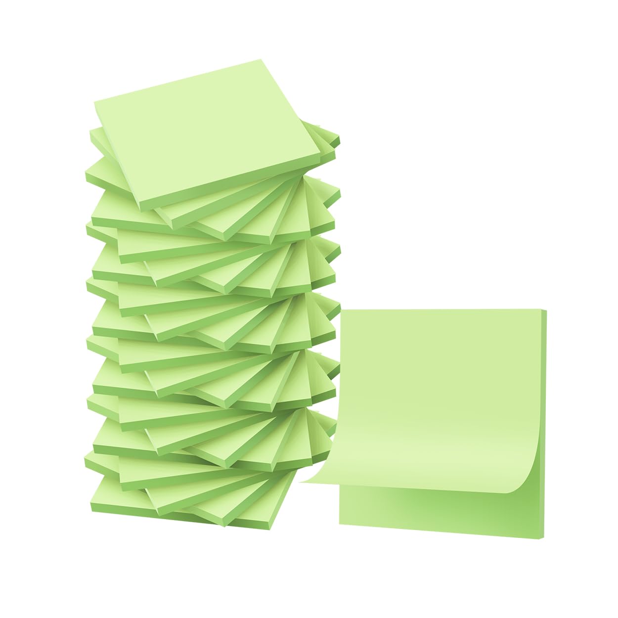 Notes adhésives pour carnet et bureau | Blocs vert clair repositionnables