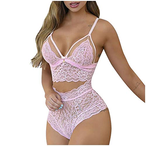 Lingerie sexy femme dentelle rose de haute qualité en taille L