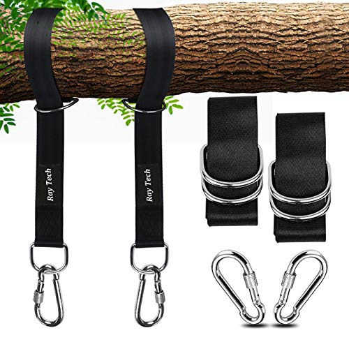 Ray Tech Swing Straps, [Set of 2] Tree Swing Hanging Straps, Non-Stretch Swing Hanging Kit with Safety Lock Carabiners Carrying Bag Perfect for Tire, Disc Swings, Hammocks, Holds Up to 2200 LBs