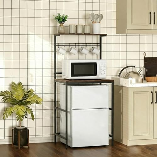 Colingmill 2-Tier Mini Fridge Cabinet with Storage for Microwave and Kitchen Utility, Rustic Brown Baker Rack - Image 4