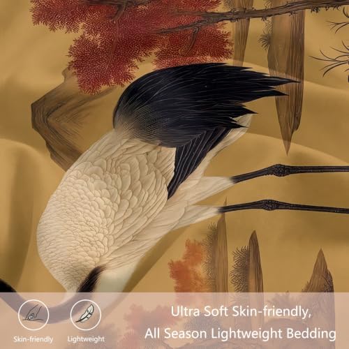 Housse de couette grue 140x200 en microfibre anti-plis pour lit simple marron - 6
