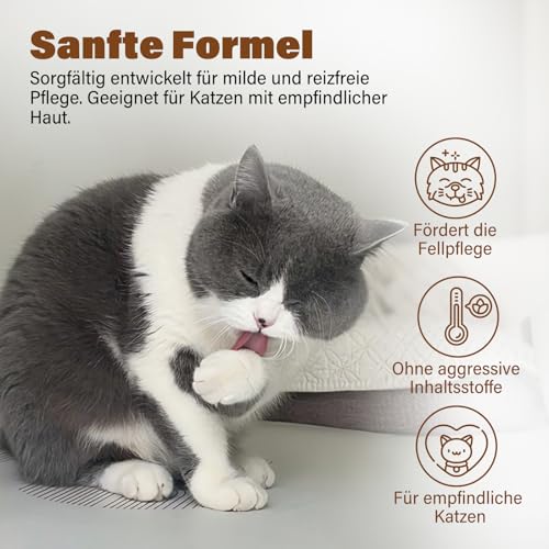 GJYC PET Trockenshampoo Katzen – Katzen Shampoo 200 ml, Kokosduft, pH-hautneutral, reinigt & pflegt sanft, entwirrt und spendet Feuchtigkeit – Für empfindliche Haut