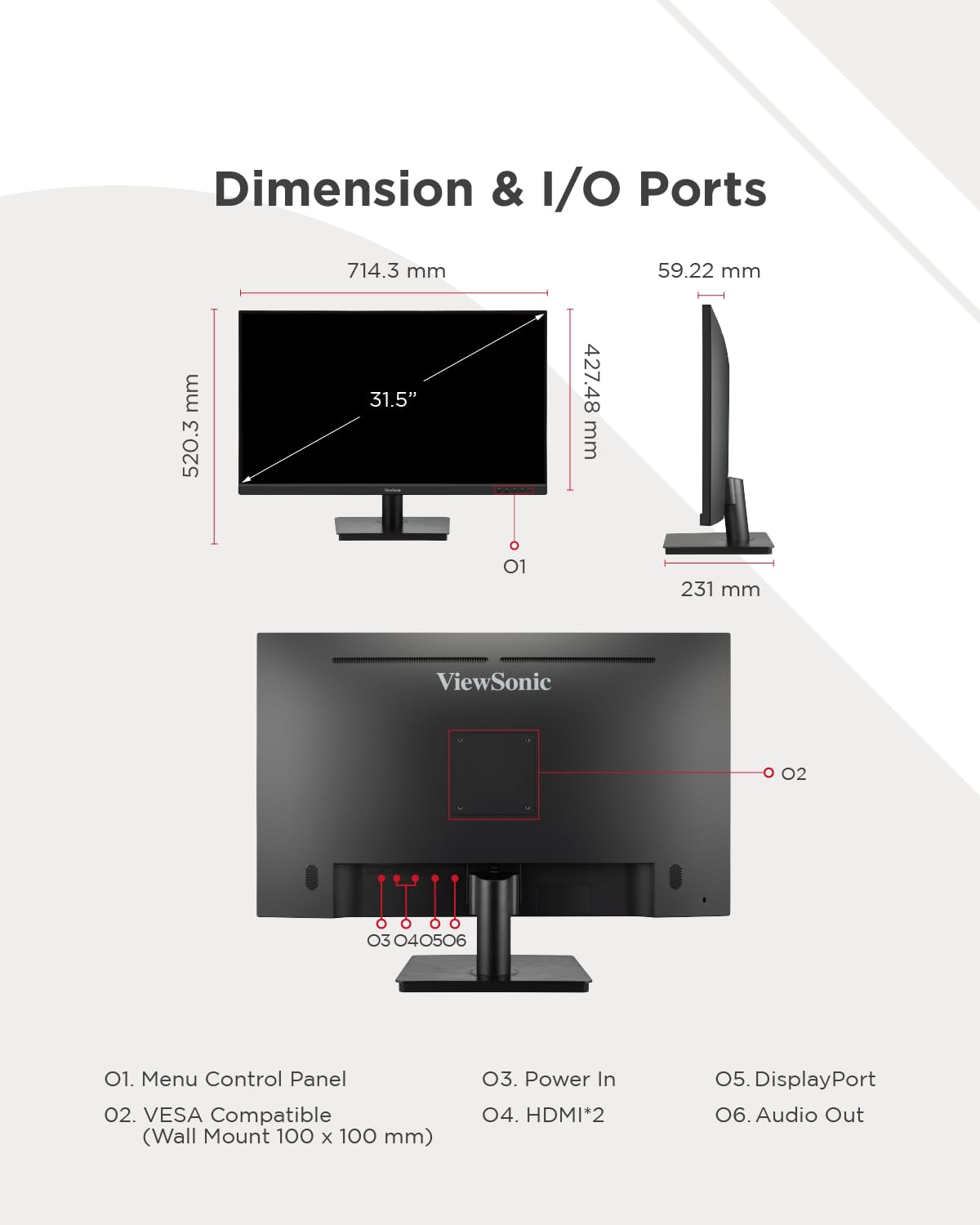 ViewSonic VA3208-4K-HD PC Monitor 32 Pulgadas 4K UHD 3840 x 2160, VA, 104% sRGB, 60Hz, HDR10, Sin marco, Sin parpadeo, 2 x HDMI 2.0, DP, Garantía de 2 años