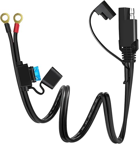 Miniatura 1 de BESULEN Cable conector de batería 18 AWG, enchufe de desconexión rápida SAE a arnés de terminal de anillo o con fusible de protección 10A, cable de