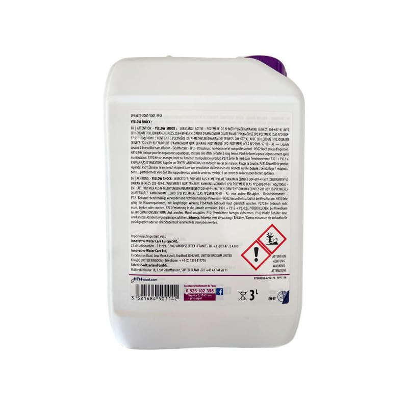 Anti-algues Piscine spécial Moutarde HTH Yellow Shock Liquide - Bidon 3 litres