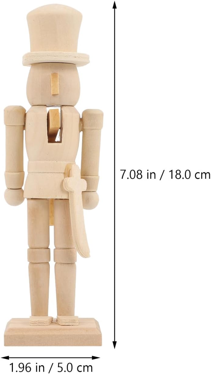 Didiseaon 3 Pcs Unfinished Wooden Nutcracker Christmas Paintable Nutcracker Figures Unpainted Soldier Ornament for Xmas DIY Craft Christmas Decor