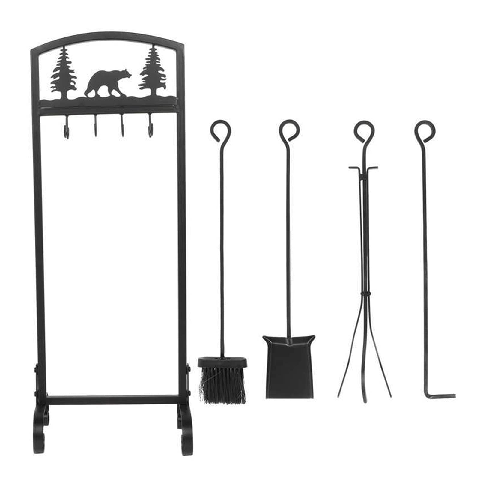 Set di Attrezzi per Camino, 5 Pezzi, per Camino, per Interni, in Ferro battuto, per attizzatoio Lungo, Set di Attrezzi per Camino, Accessori per Camino, per Stufa Domestica, in Ferro battuto