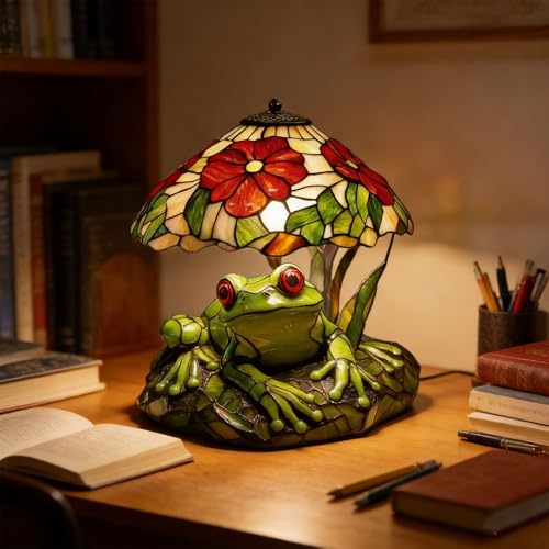 Lampe grenouille et fleur en résine, le cadeau déco amusant