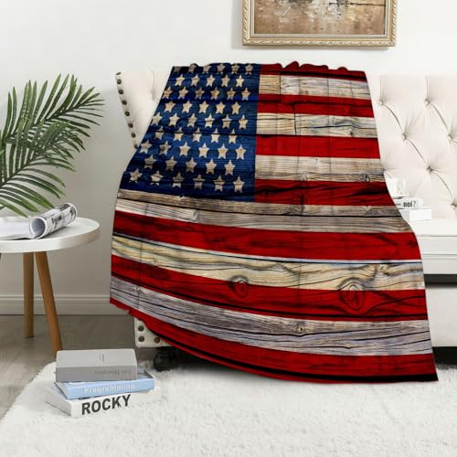 MAAPCHP Grande Couverture Polaire en Flanelle Ultra Douce et Chaude Drapeau américain des États-Unis par, Drapeau des États-Unis Patriotis pour Chambre à...