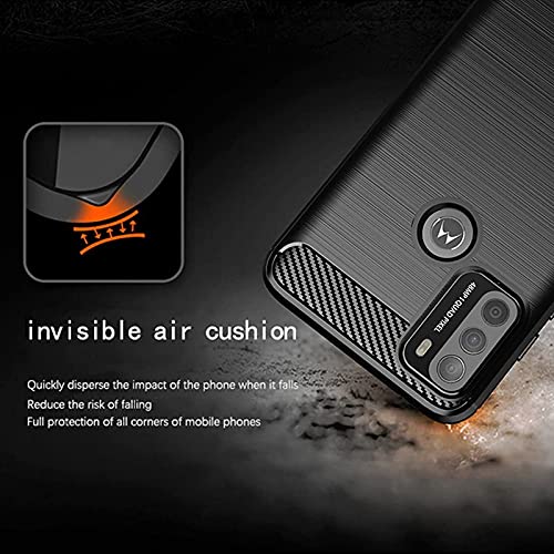 Image of NPRC Hybrid Ultra Slim Protective Case TPU Non-Slip Carbon Fiber Texture Shockproof Case Cover for Moto G60 - Black