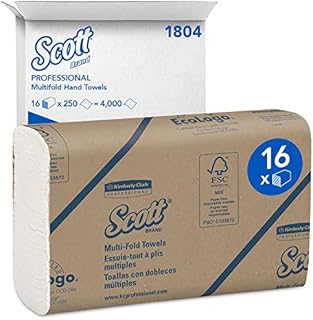 Scott Multifold Hand Towels 1804 - Z Fold Paper Towels - 16 Packs x 250 White Paper Hand Towels (4,000 total)