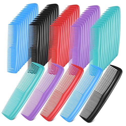 FIXOSHEE 60 Piezas Peines para Cabello con Dientes y Anchos Peines de Bolsillo Portátiles para Mujeres y Peluqueros Versátil para Cabello Fino y Grueso Colores Surtidos