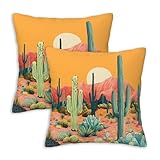 ZibZorp Cactus Throw Pillow Cover 18x18 Set of 2, Cushion Case for Couch, Sofa, Bed and Living Room, Zipper Closure Pillow Cases, Desert Home Decor for All Season