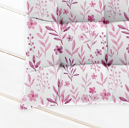 Image of Cotton Shell with Mixed Fiber Filled Printed Chair Cushion - Lavender Flower (Pack of 1)