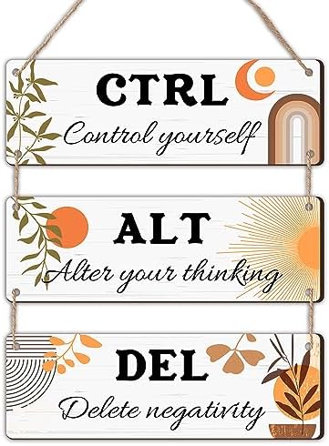 Thyle 3 Pcs Boho Ctrl Alt Del Wall Decor Inspirational Office Boh...