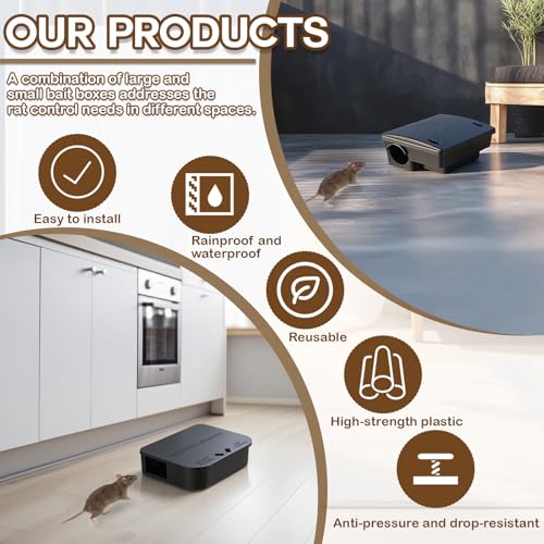 Stations d'appât étanches et verrouillables pour rats | Pack mixte de 16 boîtes - 7