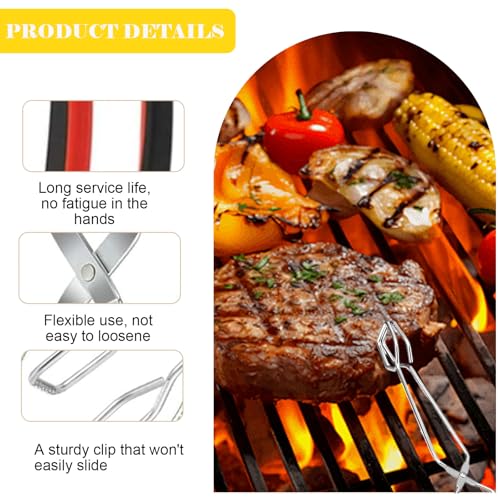 2 Stück Grillzange Edelstahl,Grillzange Klein,mit Rutschfestem,Hitzebeständigem Griff,Wird beim Grillen in der Küche zum Wenden und Festklemmen von Lebensmitteln oder Holzkohle Verwendet (2 Größen)