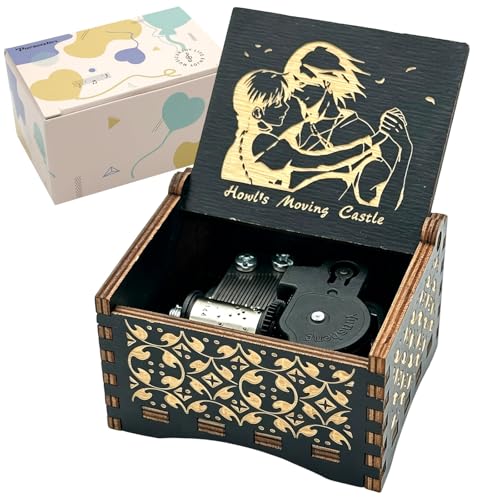 Pursuestar HowlMoving Castle-Merry Go Round of Life Wind Up Music Box Vintage Engraved Wood Mechanism Musical Gifts for Birthday Valentines Day Christmas Thanksgiving