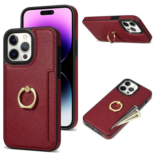 Coque iPhone 15 Plus rouge avec anneau carte pour vos sorties urbaines