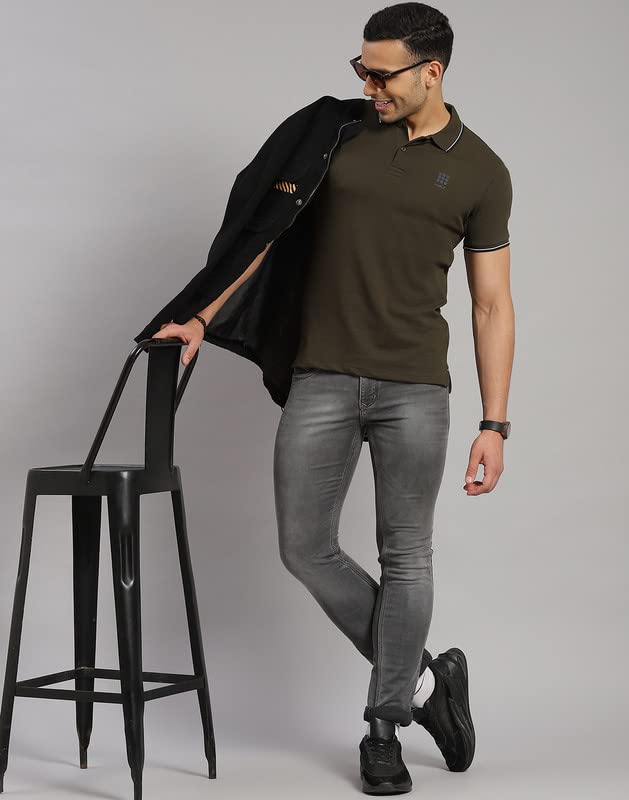 Image of ROCK.IT Men's Solid Slim Fit T-Shirt