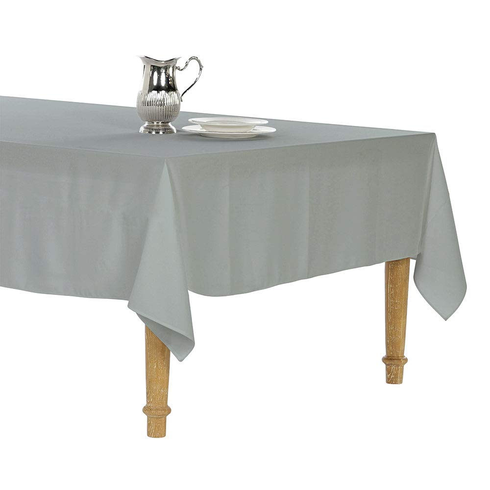 Party Social Colored Tablecloth, Blue Grey 275 x 195, Rectangular Polyester Blend for Catering, Events, Dinner Parties, Weddings, Buffet Table or Home Dining, Washable Table Cloth