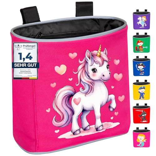 GRINSEZWERGE Kinder Lenkertasche | Laufrad Lenkertasche | Fahrrad Lenker Tasche | Fahrradkorb Fahrradtasche Laufradtasche Lenkerkorb | Dreirad Scooter Roller Tasche Zubehör Kinderfahrrad | Einhorn